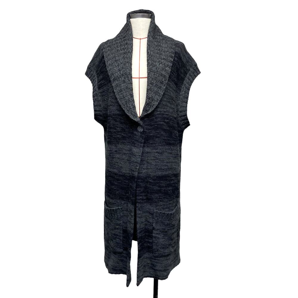 Alexandra Bartlett Womens Size L Grey Stripe Knit Vest Cardigan